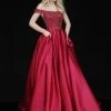 Sherri Hill - 51610 Beaded Satin Off The Shoulder Long Dress