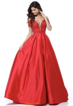 Sherri Hill - 51611 Off Shoulder Cap Sleeve Beaded Dress