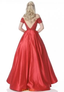 Sherri Hill - 51611 Off Shoulder Cap Sleeve Beaded Dress