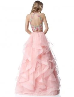 Sherri Hill - 51615 Two Piece High Halter Organza Ruffled Dress