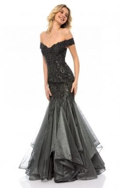 Sherri Hill - 51618 Beaded Off Shoulder Tulle Mermaid Gown 11 Sherri Hill - 51618 Beaded Off Shoulder Tulle Mermaid Gown