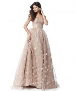 Sherri Hill - 51625 Dotted Floral Appliques Full Figured Net Dress