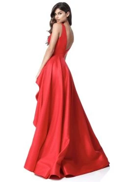 Sherri Hill - 51627 Deep V-neck Mikado A-line Gown