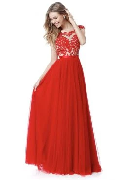 Sherri Hill - 51638 Lace Appliqued Illusion Bodice Long Dress 16 Sherri Hill - 51638 Lace Appliqued Illusion Bodice Long Dress