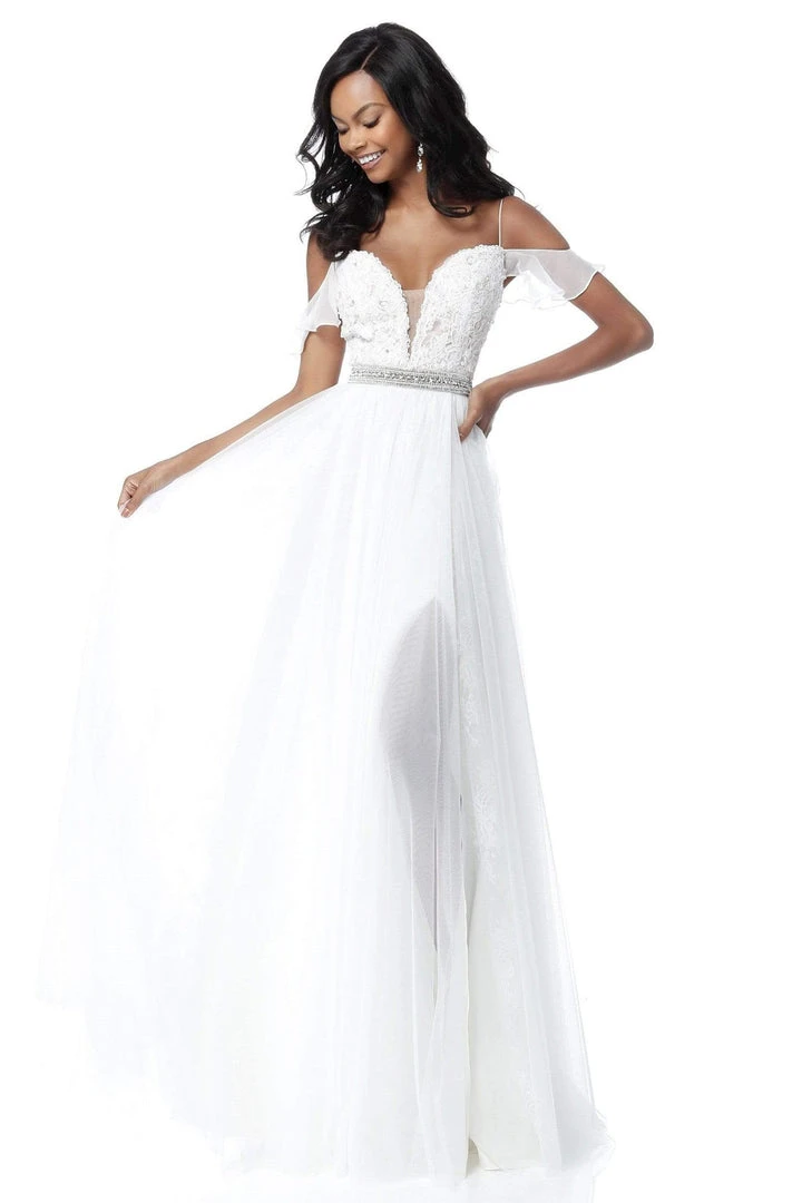 Sherri Hill - 51656 Plunging Off-Shoulder A Line Beaded Dress 5 Sherri Hill - 51656 Plunging Off-Shoulder A Line Beaded Dress