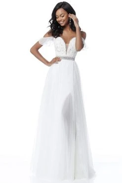 Sherri Hill - 51656 Plunging Off-Shoulder A Line Beaded Dress 14 Sherri Hill - 51656 Plunging Off-Shoulder A Line Beaded Dress