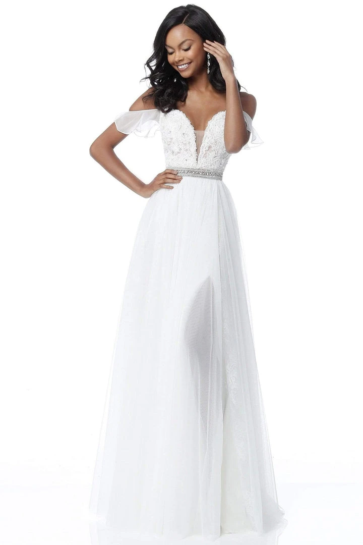 Sherri Hill - 51656 Plunging Off-Shoulder A Line Beaded Dress 6 Sherri Hill - 51656 Plunging Off-Shoulder A Line Beaded Dress