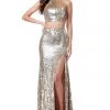 Sherri Hill - 51662 Two Piece Beaded Halter High Slit Dress