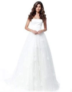 Sherri Hill - 51672 Strapless Floral Appliqued Glitter A Line Dress