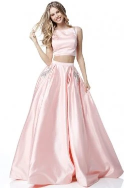 Sherri Hill - 51673 Two Piece Satin Bateau Beaded Ballgown