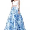 Sherri Hill - 51680 Two Piece Off-Shoulder Printed Ballgown 1 Sherri Hill - 51680 Two Piece Off-Shoulder Printed Ballgown