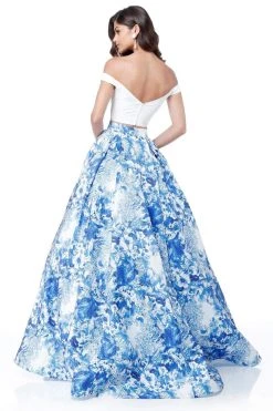 Sherri Hill - 51680 Two Piece Off-Shoulder Printed Ballgown
