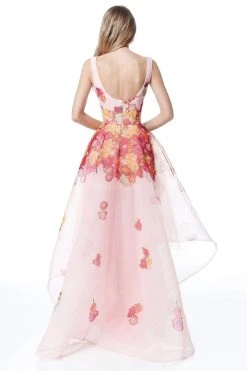 Sherri Hill - 51684 Square Neck Floral Organza High Low A-Line Dress