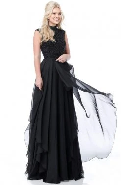 Sherri Hill - 51687 Beaded High Neck Chiffon A Line Dress