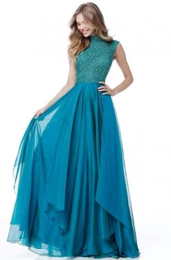 Sherri Hill - 51687 Beaded High Neck Chiffon A Line Dress 14 Sherri Hill - 51687 Beaded High Neck Chiffon A Line Dress