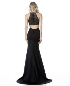 Sherri Hill - 51697 Beaded Halter Jersey Trumpet Dress