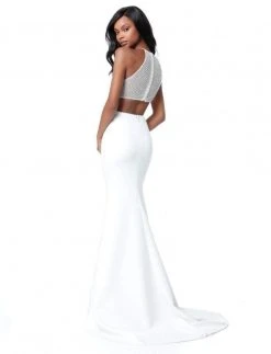 Sherri Hill - 51697 Beaded Halter Jersey Trumpet Dress