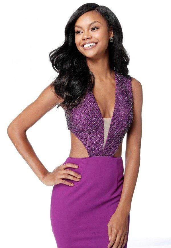 Sherri Hill - 51698 Beaded Deep V-neck Scuba Trumpet Dress 5 Sherri Hill - 51698 Beaded Deep V-neck Scuba Trumpet Dress