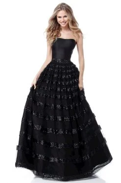 Sherri Hill - 51705 Sequined Strapless Semi-Sweetheart Tulle Ballgown