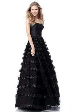 Sherri Hill - 51705 Sequined Strapless Semi-Sweetheart Tulle Ballgown