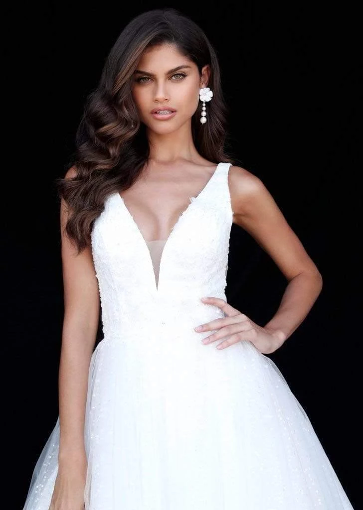 Sherri Hill - 51708 Floral Appliqued Plunging V-Neck Glitter Dress 6 Sherri Hill - 51708 Floral Appliqued Plunging V-Neck Glitter Dress