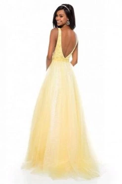 Sherri Hill - 51708 Floral Appliqued Plunging V-Neck Glitter Dress 14 Sherri Hill - 51708 Floral Appliqued Plunging V-Neck Glitter Dress