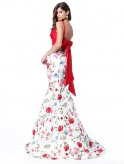 Sherri Hill - 51710 Two Piece Ruched Taffeta Floral Print Mermaid Gown