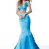 Sherri Hill - 51712 Knotted Crop Top Two-Piece Satin Mermaid Gown 1 Sherri Hill - 51712 Knotted Crop Top Two-Piece Satin Mermaid Gown