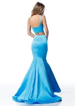 Sherri Hill - 51712 Knotted Crop Top Two-Piece Satin Mermaid Gown