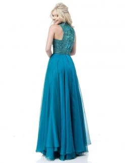 Sherri Hill - 51722 Beaded Cut-In Halter Chiffon Long Dress