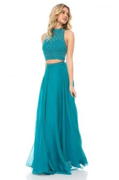 Sherri Hill - 51724 Two Piece Beaded High Halter Chiffon Dress