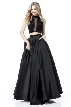 Sherri Hill - 51725 Two Piece Beaded Lace High Halter A-Line Dress