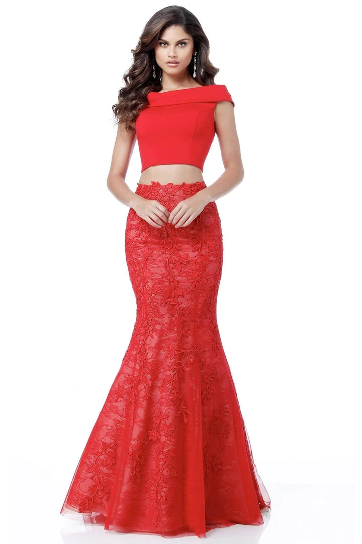 Sherri Hill - 51730 Two Piece Jersey And Lace Mermaid Dress 6 Sherri Hill - 51730 Two Piece Jersey And Lace Mermaid Dress