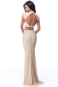 Sherri Hill - 51738 Two Piece Crisscross Beaded High Neck Dress