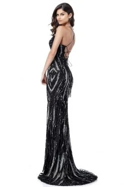 Sherri Hill - 51743 Beaded V-Neck Evening Dress With Slit 12 Sherri Hill - 51743 Beaded V-Neck Evening Dress With Slit