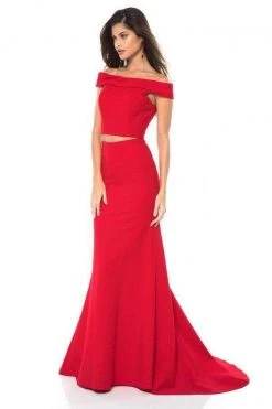 Sherri Hill - 51757 Two Piece Off-Shoulder Jersey Trumpet Dress