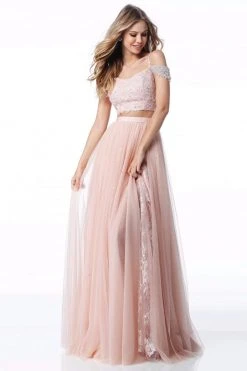 Sherri Hill - 51771 Cap Sleeve Appliqued Two-Piece A Line Dress