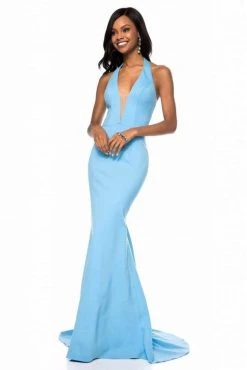 Sherri Hill - 51773 Plunging Halter Long Mermaid Dress