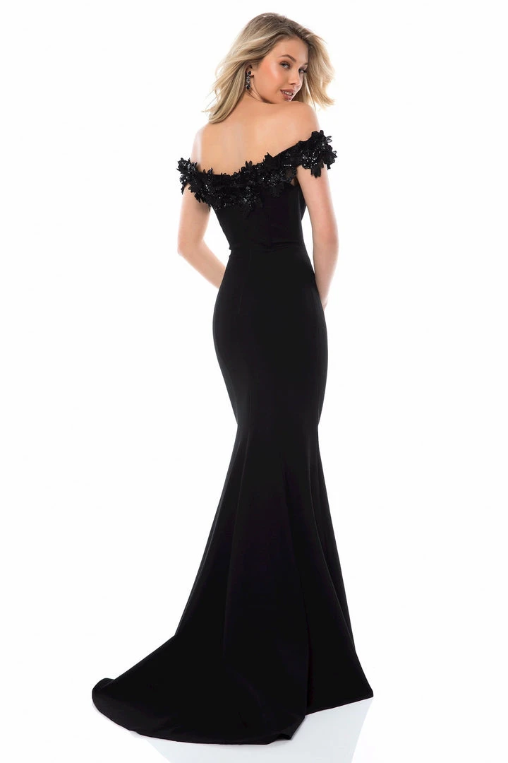 Sherri Hill - 51774 Floral Lace Off-Shoulder Jersey Dress 4 Sherri Hill - 51774 Floral Lace Off-Shoulder Jersey Dress