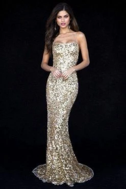 Sherri Hill - 51783 Lace-Up Back Sequin Fitted Evening Gown