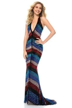 Sherri Hill - 51784 Beaded Deep V-neck Sheath Dress