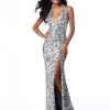 Sherri Hill - 51785 Deep V Neck Fitted Sequin Gown