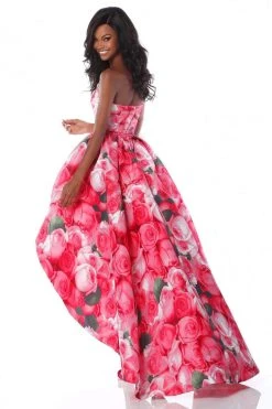 Sherri Hill - 51791 Strapless Floral Print High Low A-Line Dress