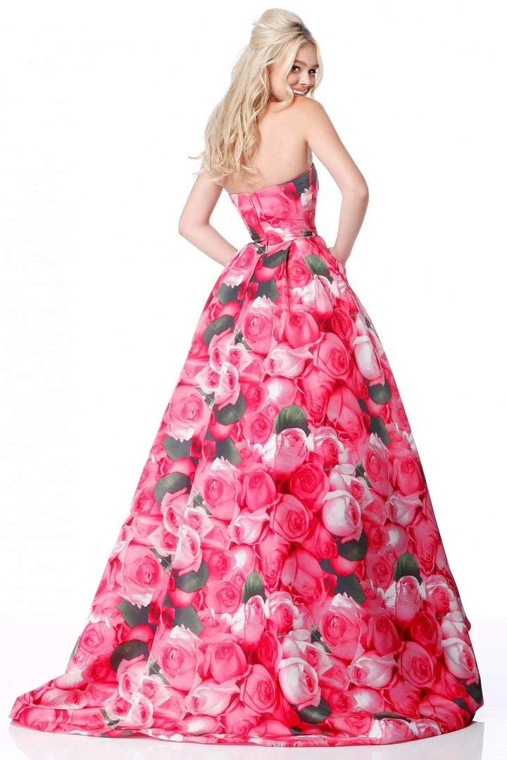 Sherri Hill - 51792 Strapless Floral Print Taffeta Ballgown 4 Sherri Hill - 51792 Strapless Floral Print Taffeta Ballgown