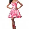 Sherri Hill - 51793 Short Wide V-Neck Floral Print A-Line Dress