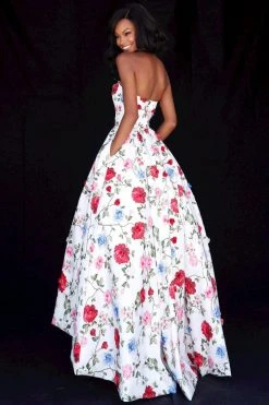 Sherri Hill - 51795 Strapless Semi-Sweetheart Floral Print Ballgown