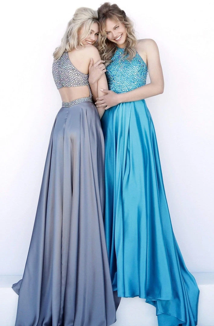 Sherri Hill - 51799 Halter Neck Gemstone Beaded Long Dress 4 Sherri Hill - 51799 Halter Neck Gemstone Beaded Long Dress