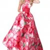 Sherri Hill - 51800 Taffeta Halter Floral Print Ballgown