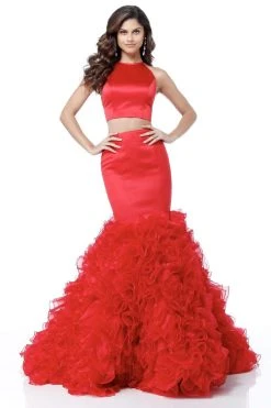 Sherri Hill - 51801 Two Piece Fitted Ruffled Tulle Mermaid Dress 8 Sherri Hill - 51801 Two Piece Fitted Ruffled Tulle Mermaid Dress