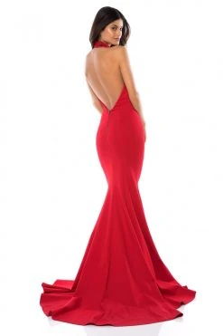 Sherri Hill - 51808 Jersey High Halter Mermaid Dress With Train